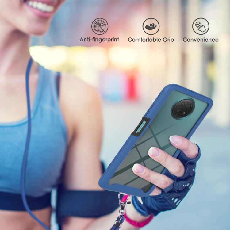 For Xiaomi Redmi Note 9 5G / Redmi Note 9T 5G Starry Sky Solid Color Series Shockproof PC + TPU Protective Case with Neck Strap(Blue) - Xiaomi Cases by buy2fix | Online Shopping UK | buy2fix