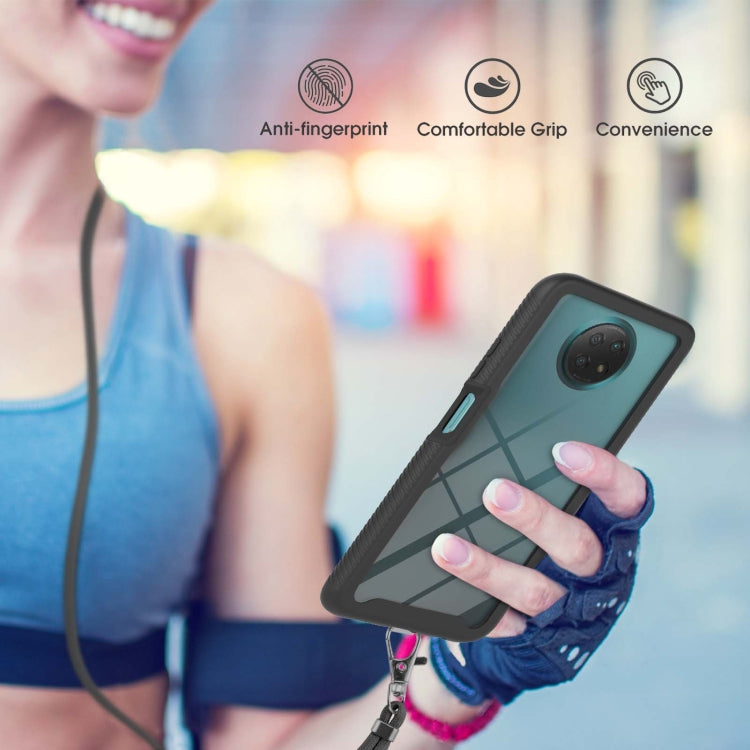 For Xiaomi Redmi Note 9 5G / Redmi Note 9T 5G Starry Sky Solid Color Series Shockproof PC + TPU Protective Case with Neck Strap(Black) - Xiaomi Cases by buy2fix | Online Shopping UK | buy2fix