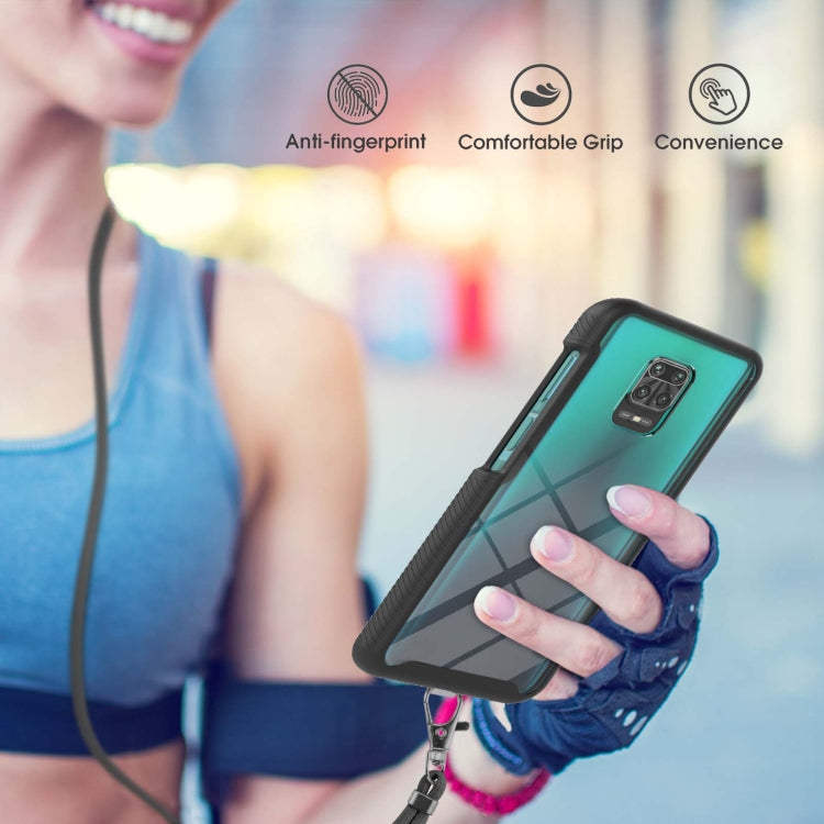 For Xiaomi Redmi Note 9S / Redmi Note 9 Pro / Redmi Note 9 Pro Max Starry Sky Solid Color Series Shockproof PC + TPU Protective Case with Neck Strap(Black) - Xiaomi Cases by buy2fix | Online Shopping UK | buy2fix
