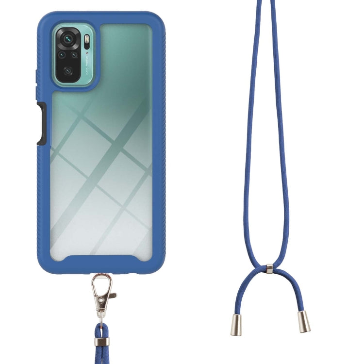 For Xiaomi Redmi Note 10 Starry Sky Solid Color Series Shockproof PC + TPU Protective Case with Neck Strap(Blue) - Xiaomi Cases by buy2fix | Online Shopping UK | buy2fix