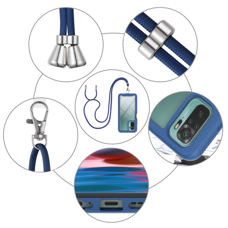 For Xiaomi Redmi Note 10 Starry Sky Solid Color Series Shockproof PC + TPU Protective Case with Neck Strap(Blue) - Xiaomi Cases by buy2fix | Online Shopping UK | buy2fix