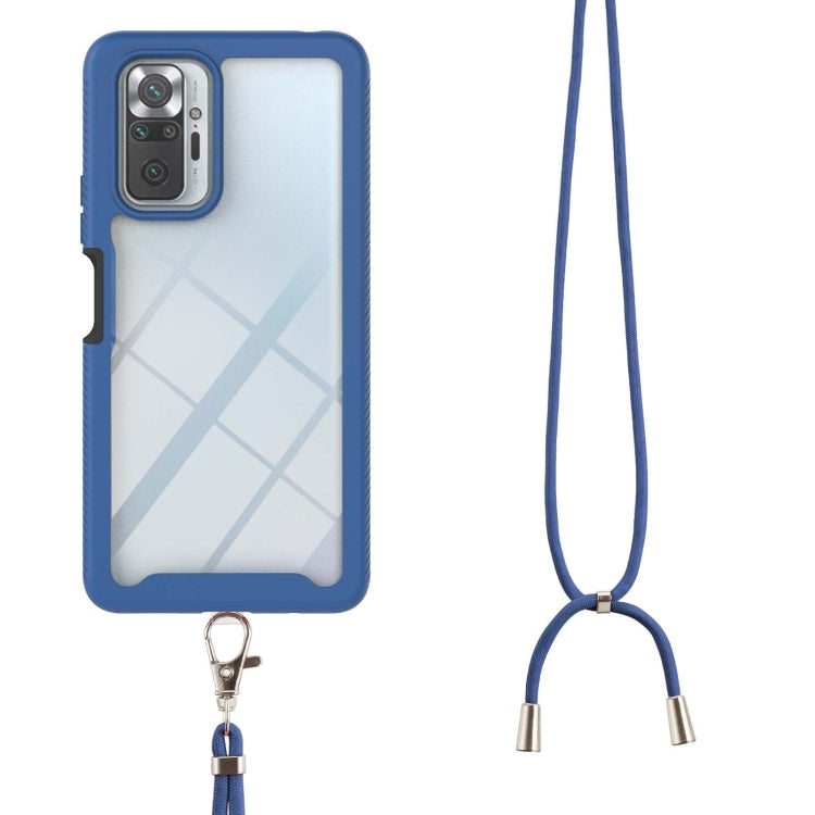 For Xiaomi Redmi Note 10 Pro / Redmi Note 10 Pro Max Starry Sky Solid Color Series Shockproof PC + TPU Protective Case with Neck Strap(Blue) - Xiaomi Cases by buy2fix | Online Shopping UK | buy2fix