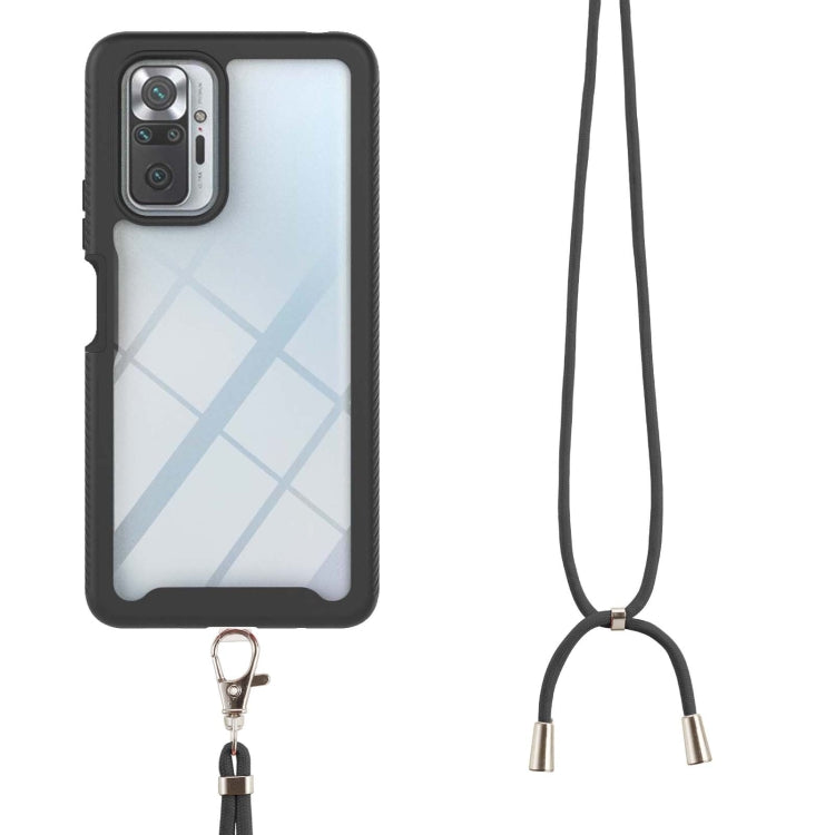 For Xiaomi Redmi Note 10 Pro / Redmi Note 10 Pro Max Starry Sky Solid Color Series Shockproof PC + TPU Protective Case with Neck Strap(Black) - Xiaomi Cases by buy2fix | Online Shopping UK | buy2fix