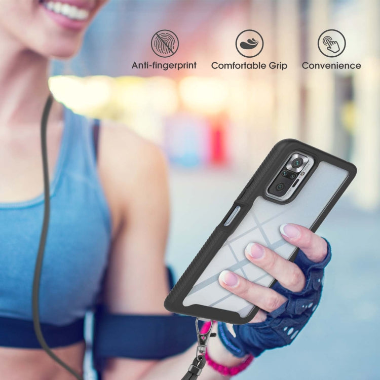 For Xiaomi Redmi Note 10 Pro / Redmi Note 10 Pro Max Starry Sky Solid Color Series Shockproof PC + TPU Protective Case with Neck Strap(Black) - Xiaomi Cases by buy2fix | Online Shopping UK | buy2fix