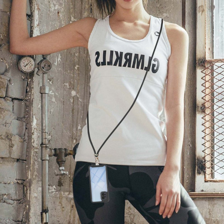 For Samsung Galaxy A71 5G Starry Sky Solid Color Series Shockproof PC + TPU Protective Case with Neck Strap(Black) by buy2fix