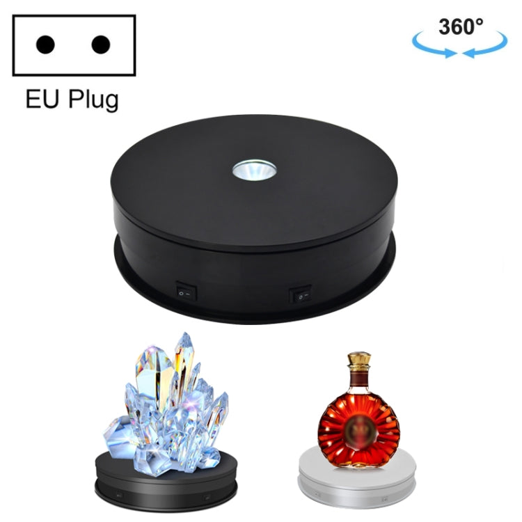 20cm Electric Rotating Turntable Display Stand LED Light Video Shooting Props Turntable, Power Plug:220V EU Plug(Black) - by buy2fix | Online Shopping UK | buy2fix