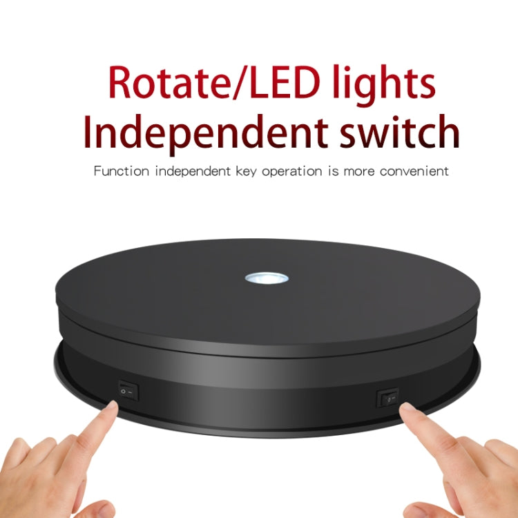 20cm Electric Rotating Turntable Display Stand LED Light Video Shooting Props Turntable, Power Plug:220V EU Plug(Black) - by buy2fix | Online Shopping UK | buy2fix