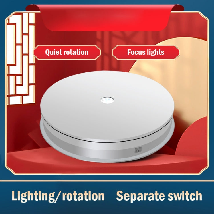 30cm Electric Rotating Turntable Display Stand LED Light Video Shooting Props Turntable, Power Plug:110V US Plug(White) - Camera Accessories by buy2fix | Online Shopping UK | buy2fix
