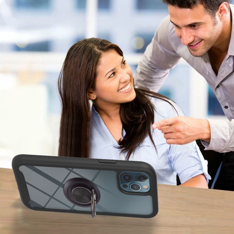 For iPhone SE 2022 / SE 2020 / 8 / 7 / 6s / 6 Starry Sky Solid Color Series Shockproof PC + TPU Protective Case with Ring Holder & Magnetic Function(Black) by buy2fix