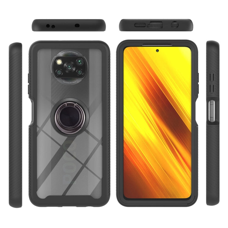 For Xiaomi Poco X3 NFC Starry Sky Solid Color Series Shockproof PC + TPU Protective Case with Ring Holder & Magnetic Function(Black) - Xiaomi Cases by buy2fix | Online Shopping UK | buy2fix