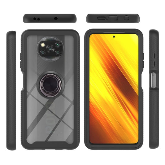 For Xiaomi Poco X3 NFC Starry Sky Solid Color Series Shockproof PC + TPU Protective Case with Ring Holder & Magnetic Function(Black) by buy2fix