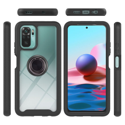 For Xiaomi Redmi Note 10 Starry Sky Solid Color Series Shockproof PC + TPU Protective Case with Ring Holder & Magnetic Function(Black) by buy2fix