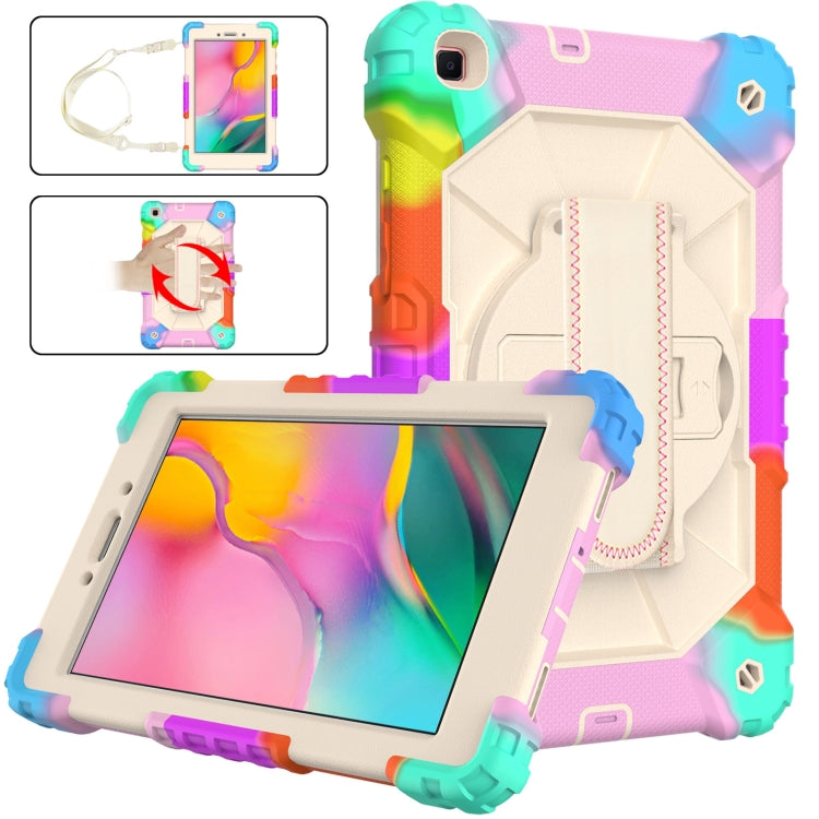 For Samsung Galaxy Tab A 8.0 (2019)T290/T295 Contrast Color Robot Shockproof Silicon + PC Protective Case with Holder & Shoulder Strap(Colorful Mint) - Other Galaxy Tab PC by buy2fix | Online Shopping UK | buy2fix