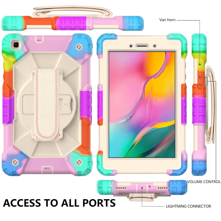 For Samsung Galaxy Tab A 8.0 (2019)T290/T295 Contrast Color Robot Shockproof Silicon + PC Protective Case with Holder & Shoulder Strap(Colorful Mint) - Other Galaxy Tab PC by buy2fix | Online Shopping UK | buy2fix