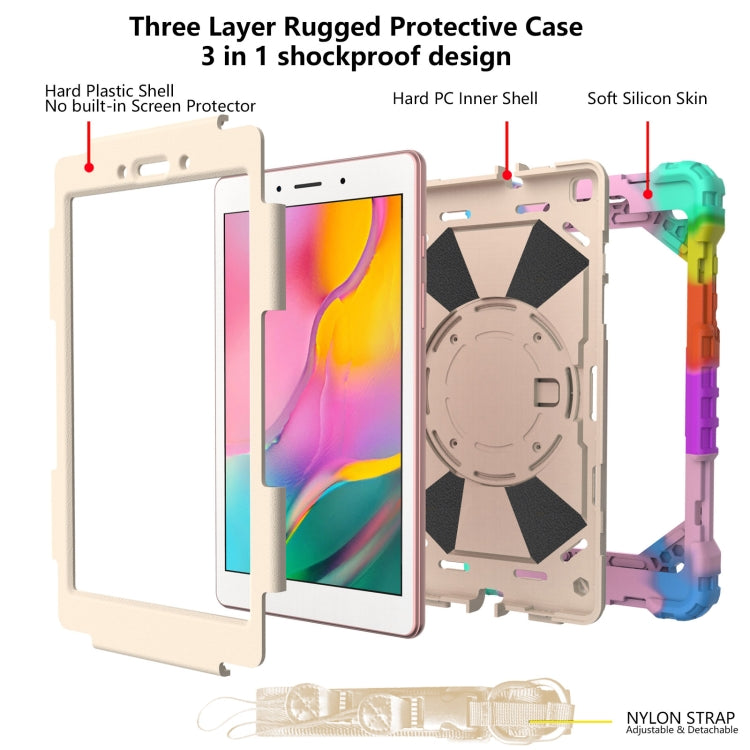 For Samsung Galaxy Tab A 8.0 (2019)T290/T295 Contrast Color Robot Shockproof Silicon + PC Protective Case with Holder & Shoulder Strap(Colorful Mint) - Other Galaxy Tab PC by buy2fix | Online Shopping UK | buy2fix