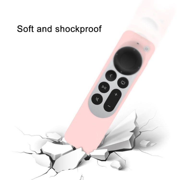 Silicone Protective Case Cover with Rope For Apple TV 4K 4th Siri Remote Controller(Black) by buy2fix