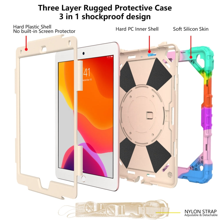 Contrast Color Robot Shockproof Silicon + PC Protective Case with Holder & Shoulder Strap For iPad 9.7 (2018) & (2017) / Air 2 / Air(Colorful Mint) by buy2fix