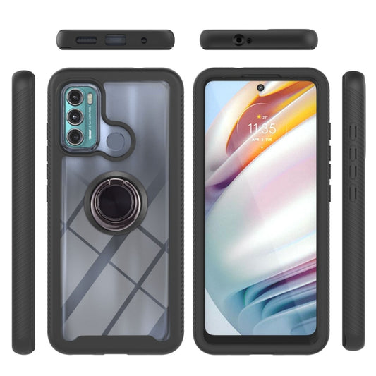For Motorola Moto G60 Starry Sky Solid Color Series Shockproof PC + TPU Protective Case with Ring Holder & Magnetic Function(Black) by buy2fix