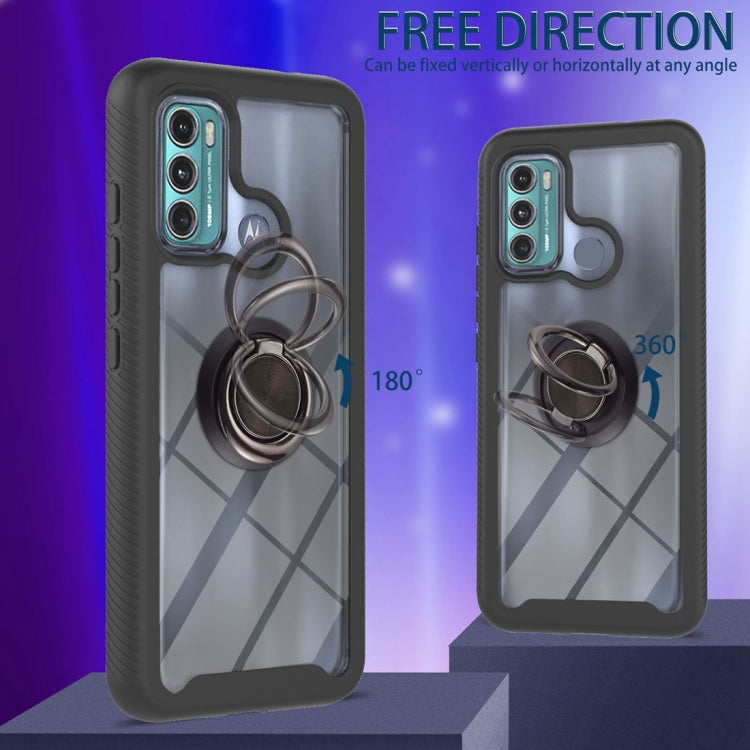 For Motorola Moto G60 Starry Sky Solid Color Series Shockproof PC + TPU Protective Case with Ring Holder & Magnetic Function(Black) - Motorola Cases by buy2fix | Online Shopping UK | buy2fix