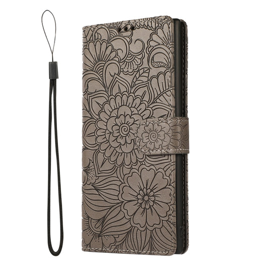 For Samsung Galaxy A32 5G Skin Feel Embossed Sunflower Horizontal Flip Leather Case with Holder & Card Slots & Wallet & Lanyard(Gray) by buy2fix