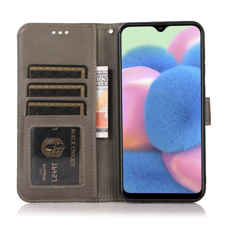 For Samsung Galaxy A30s Skin Feel Embossed Sunflower Horizontal Flip Leather Case with Holder & Card Slots & Wallet & Lanyard(Gray) - Galaxy Phone Cases by buy2fix | Online Shopping UK | buy2fix