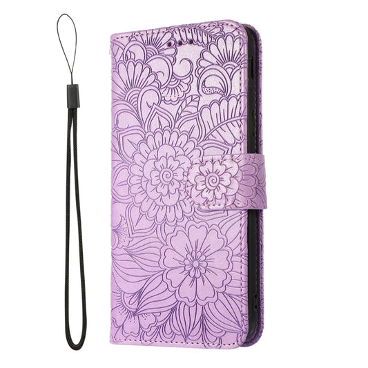 For Samsung Galaxy J6 Skin Feel Embossed Sunflower Horizontal Flip Leather Case with Holder & Card Slots & Wallet & Lanyard(Purple) by buy2fix