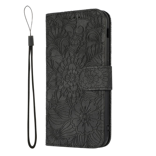 For Samsung Galaxy A5 (2017) Skin Feel Embossed Sunflower Horizontal Flip Leather Case with Holder & Card Slots & Wallet & Lanyard(Black) by buy2fix