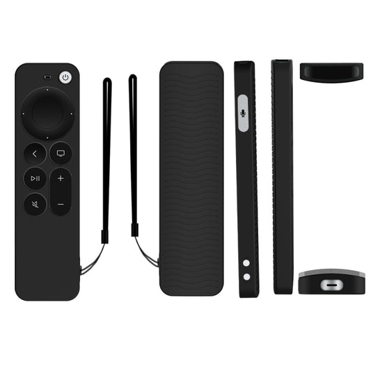 Silicone Protective Case Cover For Apple TV 4K 4th Siri Remote Controller(Black) by buy2fix