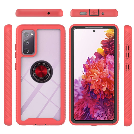 For Samsung Galaxy S20 FE 4G / 5G Starry Sky Solid Color Series Shockproof PC + TPU Protective Case with Ring Holder & Magnetic Function(Red) by buy2fix