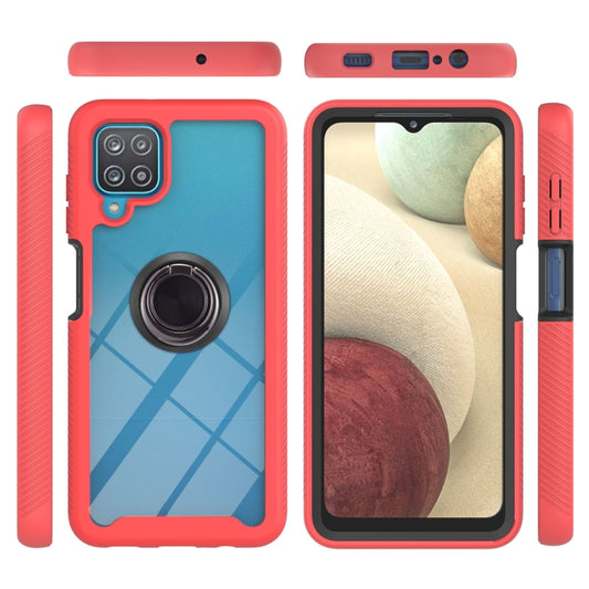 For Samsung Galaxy A12 Starry Sky Solid Color Series Shockproof PC + TPU Protective Case with Ring Holder & Magnetic Function(Red) by buy2fix