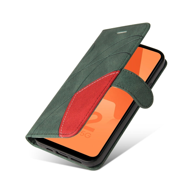 For Samsung Galaxy A32 5G Dual-color Splicing Horizontal Flip PU Leather Case with Holder & Card Slots & Wallet(Green) by buy2fix