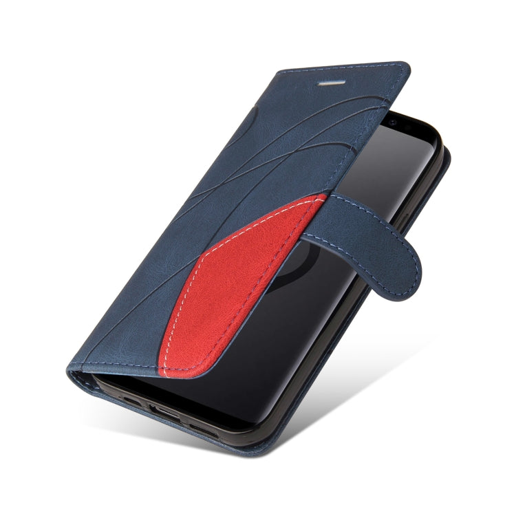 For Samsung Galaxy S9+ Dual-color Splicing Horizontal Flip PU Leather Case with Holder & Card Slots & Wallet(Blue) by buy2fix