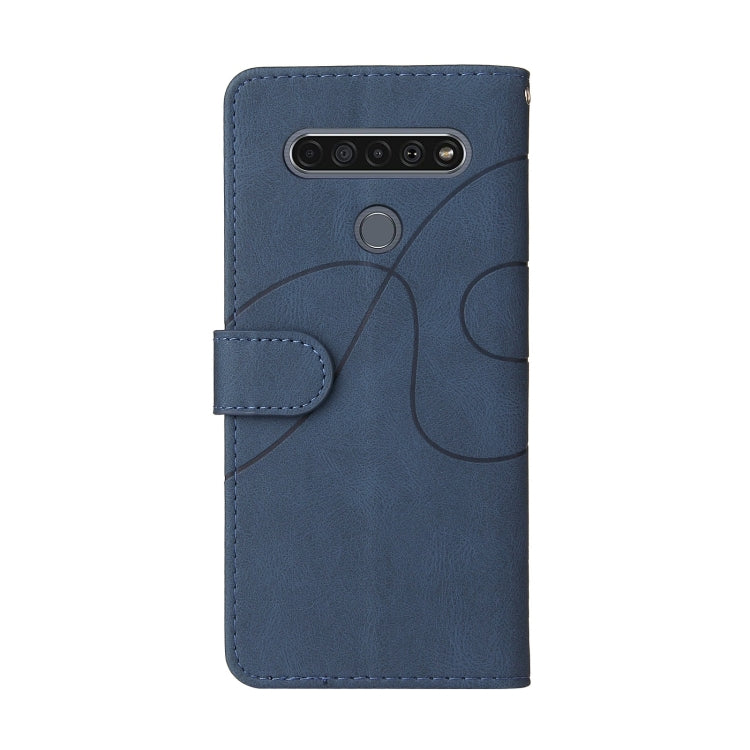 For LG K61 Dual-color Splicing Horizontal Flip PU Leather Case with Holder & Card Slots & Wallet(Blue) - LG Cases by buy2fix | Online Shopping UK | buy2fix