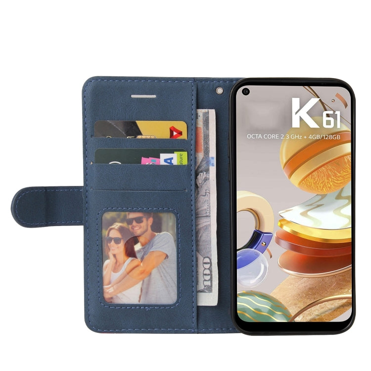 For LG K61 Dual-color Splicing Horizontal Flip PU Leather Case with Holder & Card Slots & Wallet(Blue) - LG Cases by buy2fix | Online Shopping UK | buy2fix