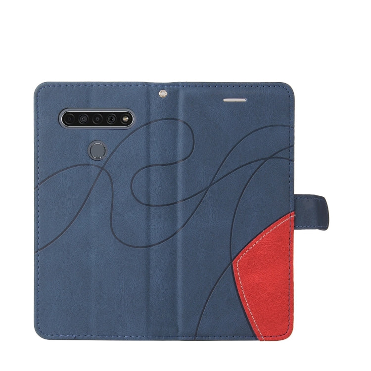 For LG K61 Dual-color Splicing Horizontal Flip PU Leather Case with Holder & Card Slots & Wallet(Blue) - LG Cases by buy2fix | Online Shopping UK | buy2fix