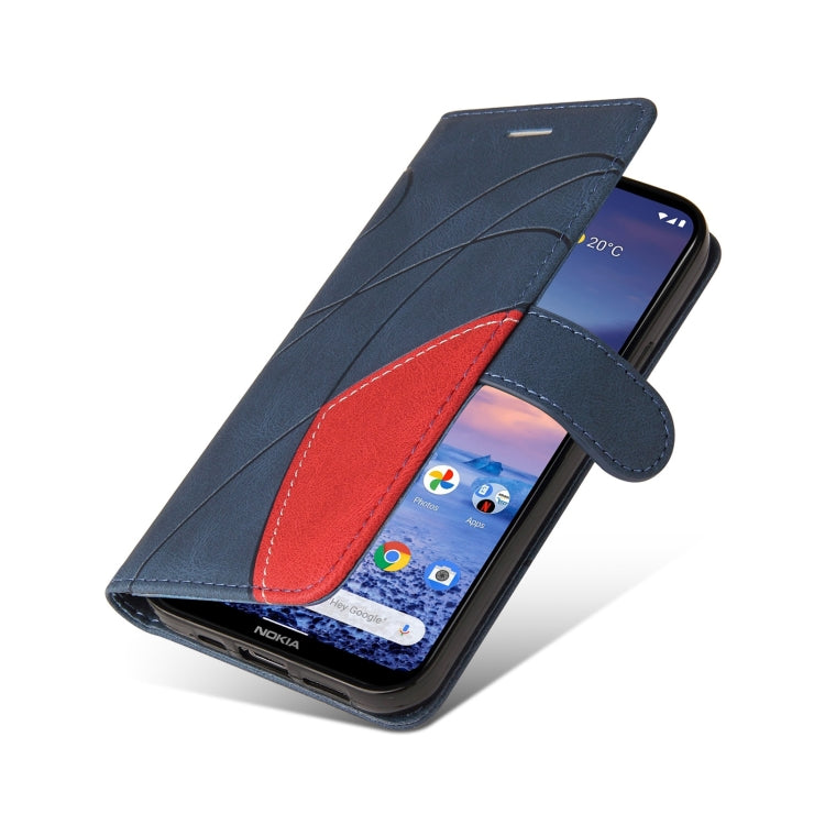 For LG K61 Dual-color Splicing Horizontal Flip PU Leather Case with Holder & Card Slots & Wallet(Blue) - LG Cases by buy2fix | Online Shopping UK | buy2fix