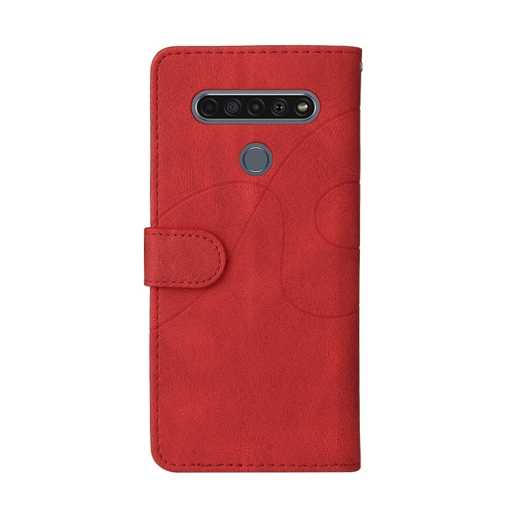 For LG K61 Dual-color Splicing Horizontal Flip PU Leather Case with Holder & Card Slots & Wallet(Red) - LG Cases by buy2fix | Online Shopping UK | buy2fix