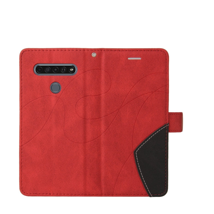 For LG K61 Dual-color Splicing Horizontal Flip PU Leather Case with Holder & Card Slots & Wallet(Red) - LG Cases by buy2fix | Online Shopping UK | buy2fix
