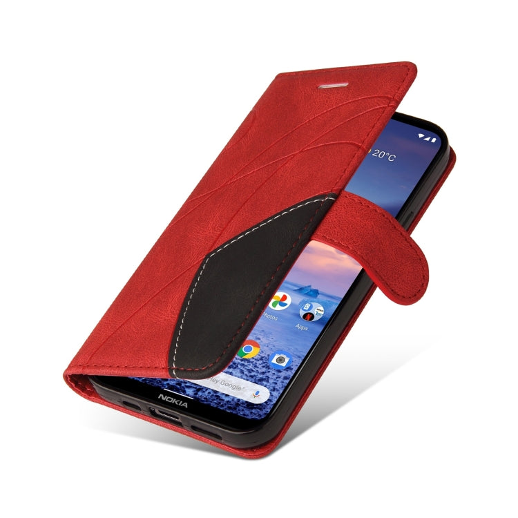 For LG K61 Dual-color Splicing Horizontal Flip PU Leather Case with Holder & Card Slots & Wallet(Red) - LG Cases by buy2fix | Online Shopping UK | buy2fix