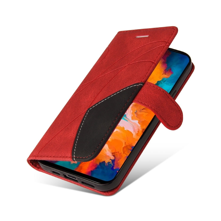 For Motorola Moto G50 Dual-color Splicing Horizontal Flip PU Leather Case with Holder & Card Slots & Wallet(Red) by buy2fix