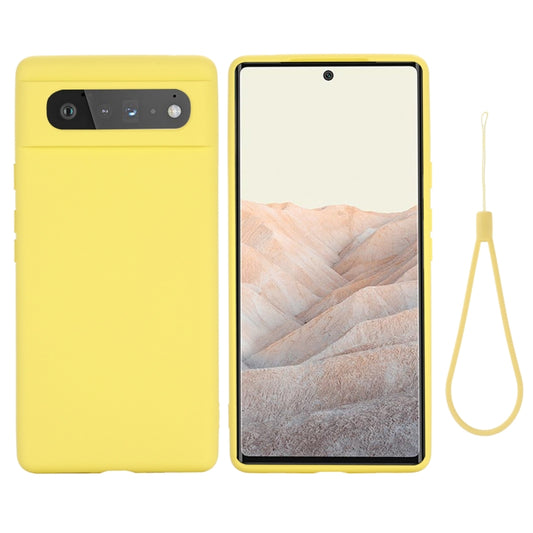 For Google Pixel 6 Pure Color Liquid Silicone Shockproof Full Coverage Case(Yellow) by buy2fix