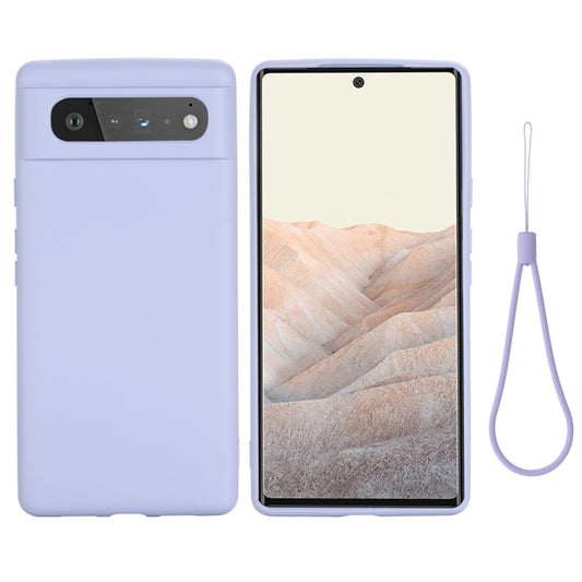 For Google Pixel 6 Pure Color Liquid Silicone Shockproof Full Coverage Case(Purple) by buy2fix