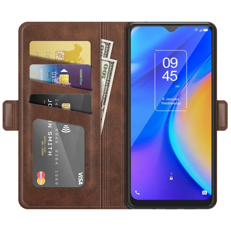 For TCL 20 SE Dual-side Magnetic Buckle Horizontal Flip Leather Case with Holder & Card Slots & Wallet(Brown) - TCL by buy2fix | Online Shopping UK | buy2fix