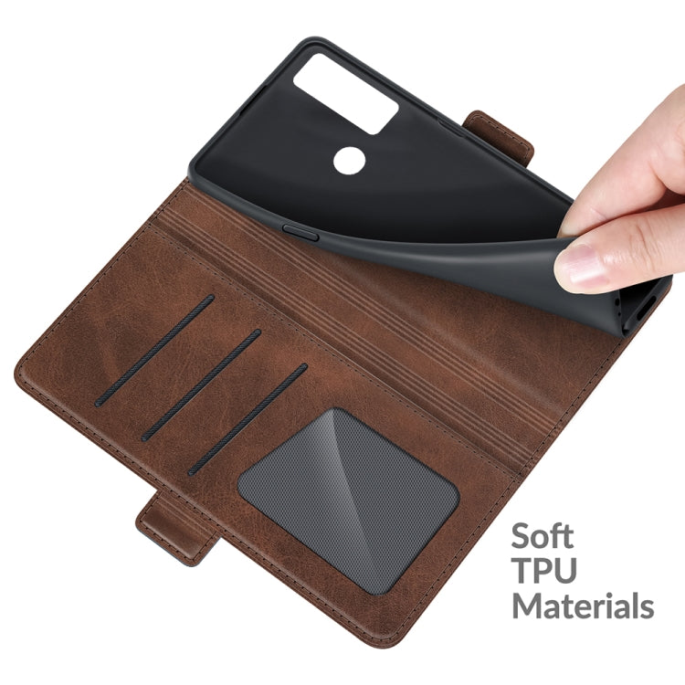 For TCL 20 SE Dual-side Magnetic Buckle Horizontal Flip Leather Case with Holder & Card Slots & Wallet(Brown) - TCL by buy2fix | Online Shopping UK | buy2fix