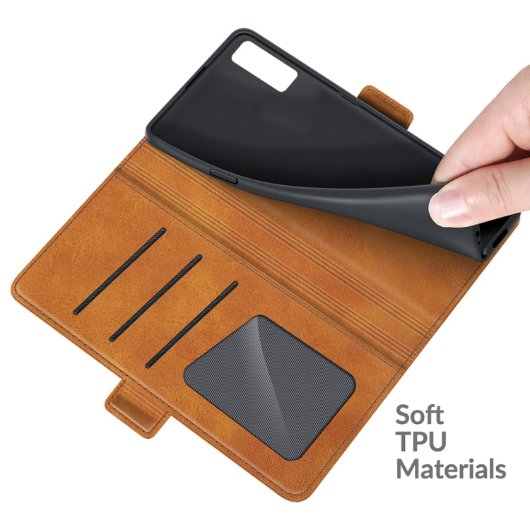 For TCL 20S / 20 5G / 20L Dual-side Magnetic Buckle Horizontal Flip Leather Case with Holder & Card Slots & Wallet(Yellow) - TCL by buy2fix | Online Shopping UK | buy2fix