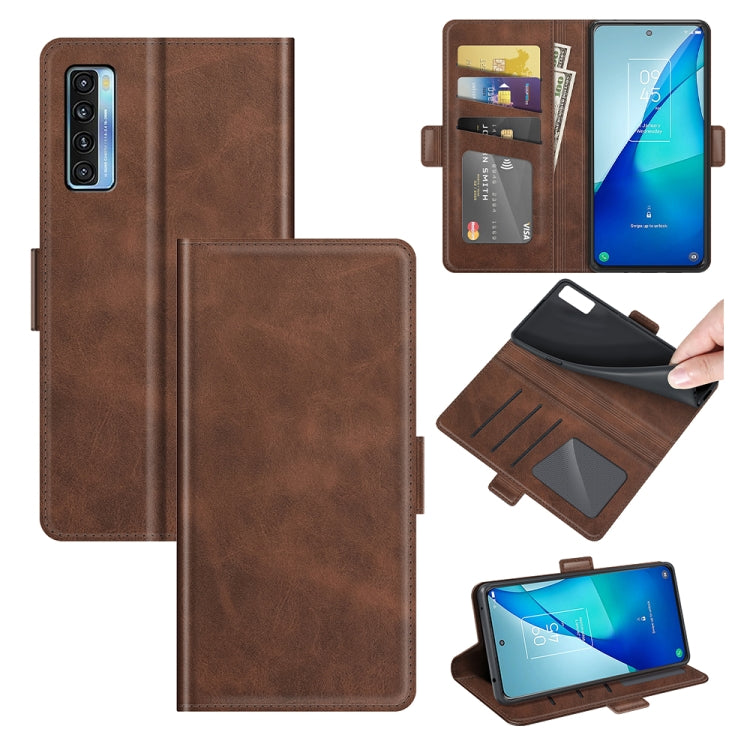 For TCL 20S / 20 5G / 20L Dual-side Magnetic Buckle Horizontal Flip Leather Case with Holder & Card Slots & Wallet(Brown) - TCL by buy2fix | Online Shopping UK | buy2fix