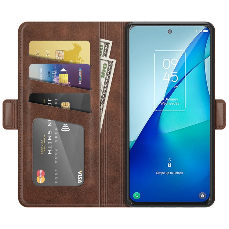 For TCL 20S / 20 5G / 20L Dual-side Magnetic Buckle Horizontal Flip Leather Case with Holder & Card Slots & Wallet(Brown) - TCL by buy2fix | Online Shopping UK | buy2fix