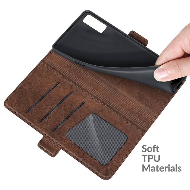 For TCL 20S / 20 5G / 20L Dual-side Magnetic Buckle Horizontal Flip Leather Case with Holder & Card Slots & Wallet(Brown) - TCL by buy2fix | Online Shopping UK | buy2fix