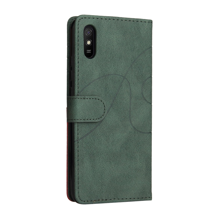 For Xiaomi Redmi 9A Dual-color Splicing Horizontal Flip PU Leather Case with Holder & Card Slots & Wallet(Green) - Xiaomi Cases by buy2fix | Online Shopping UK | buy2fix
