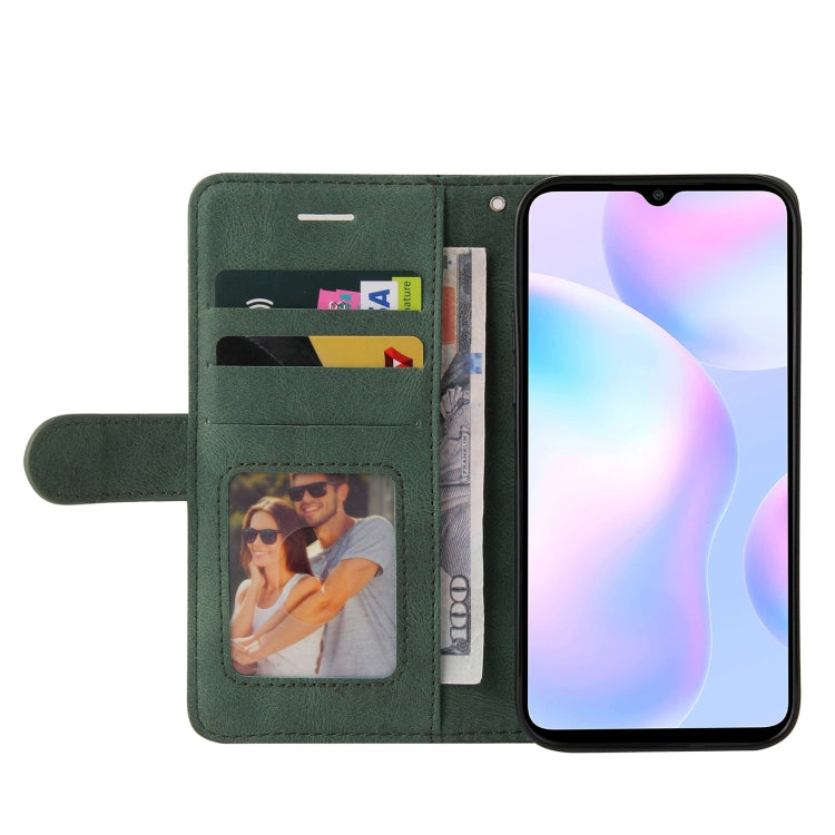 For Xiaomi Redmi 9A Dual-color Splicing Horizontal Flip PU Leather Case with Holder & Card Slots & Wallet(Green) - Xiaomi Cases by buy2fix | Online Shopping UK | buy2fix